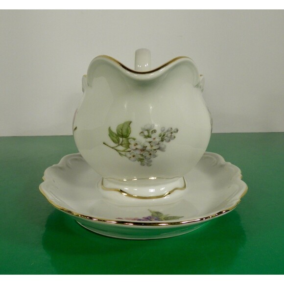 Mitterteich LILAC Gravy Boat with Attached Underplate Bavaria Germany - Picture 3 of 7